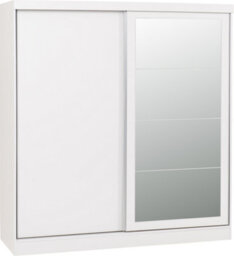 Seconique Nevada 2 Door Sliding Wardrobe With Mirror In White Gloss Finish - thumbnail 2