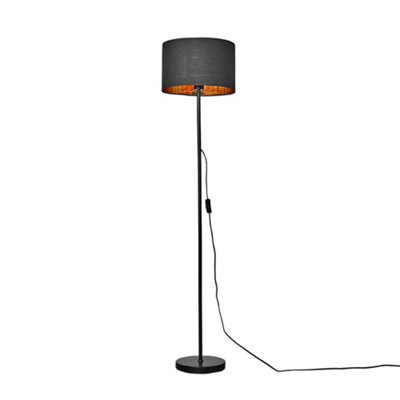Valuelights Charles Black Floor Lamp With Metallic Gold Inner Shade - image 1