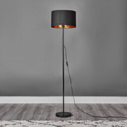 Valuelights Charles Black Floor Lamp With Metallic Gold Inner Shade - thumbnail 4