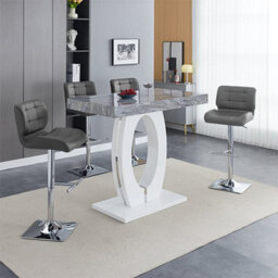 Furniture In Fashion Halo Melange High Gloss Bar Table With 4 Candid Grey Stools - thumbnail 1