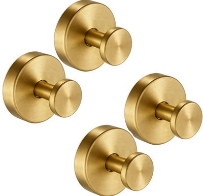 Suction Cup Towel Hooks For Bathroom Glass Mirror, Brushed Gold Premium Stainless Steel Rustproof Wall Hangers For Mirrors Windows - image 1