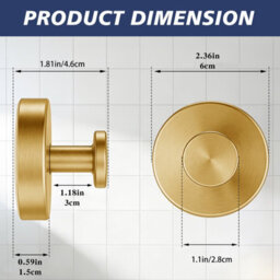 Suction Cup Towel Hooks For Bathroom Glass Mirror, Brushed Gold Premium Stainless Steel Rustproof Wall Hangers For Mirrors Windows - thumbnail 8