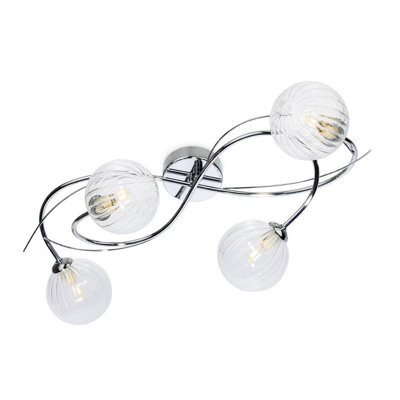 Luminosa Lighting Luminosa Elba 4 Light Flush Ceiling Fitting Chrome With Clear Decorative Glass 4Xg9