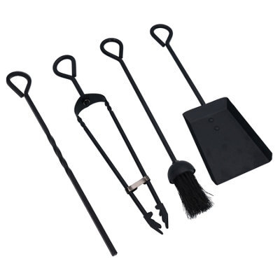 "AB Tools 18"" Loop Brush, Shovel, Poker & Tongs Fire Coal Wood Log Burner Metal 450mm" - image 1