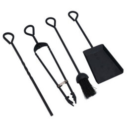 "AB Tools 18"" Loop Brush, Shovel, Poker & Tongs Fire Coal Wood Log Burner Metal 450mm" - thumbnail 1