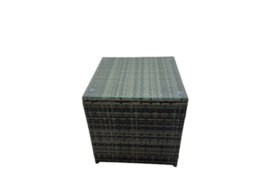 Fimous 6 Seater Wicker Pe Rattan Furniture Outdoor Dining Table Double Seat Sofa 2 Side Table 2 Big Stools Set Dark Grey Mixed - thumbnail 5