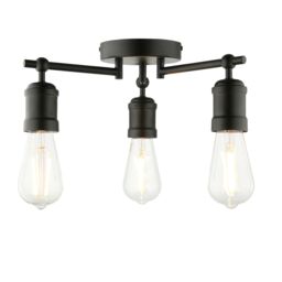 Harbour Studio Kyron Matt Steel Black 3 Lamp Bathroom Led Ceiling Light - thumbnail 3