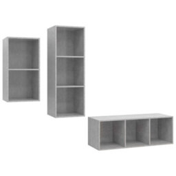 Berkfield 3 Piece Tv Cabinet Set Concrete Grey Engineered Wood - thumbnail 2