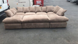 London Cinema U Shape Sofa , Corner Sofa And Big Footstool,beige Coffee Jumbo Cord Fabric ,fluffy Fibre Seats - thumbnail 5