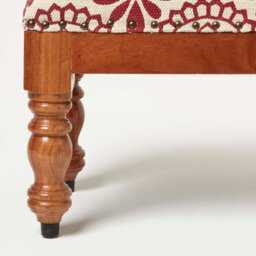 Homescapes Cassia Red Geometric Footstool, 50 X 30 X 40 Cm - thumbnail 3