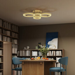 Homcom Modern 4-Ring Flush Mount Ceiling Light, Led Ceiling Light, Gold - thumbnail 9