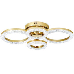 Homcom Modern 4-Ring Flush Mount Ceiling Light, Led Ceiling Light, Gold - thumbnail 2