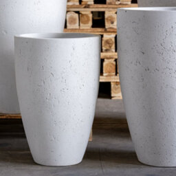 Jōbū Jobu Home - 100Cm Tall White Concrete Vase Planter For Trees And Large Plants - 172L Vessara - White Mist (White Off-White Cream) - thumbnail 4