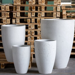 Jōbū Jobu Home - 100Cm Tall White Concrete Vase Planter For Trees And Large Plants - 172L Vessara - White Mist (White Off-White Cream)