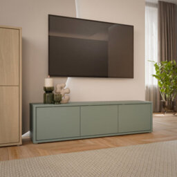 Furniture To Go Alice Springs Wide Tv Cabinet With 3 Doors Push-To-Open In Sage Green - thumbnail 1