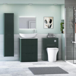 Royal Bathrooms Avenza 600mm Deep Moss Green Floor Standing Countertop Bathroom Vanity Unit 3 Drawer With Cesar Basin - thumbnail 4