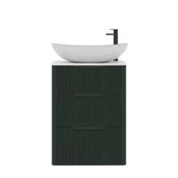 Royal Bathrooms Avenza 600mm Deep Moss Green Floor Standing Countertop Bathroom Vanity Unit 3 Drawer With Cesar Basin - thumbnail 6