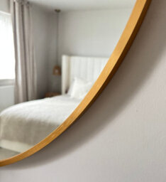 Downton Interiors Gold Round Modern Metal Frame Wall Mirror - 80Cm - Part Of The Soho Range - thumbnail 3