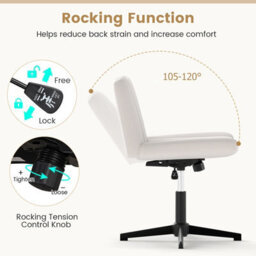 Costway Criss Cross Legged Chair Home Office Chair W/ Wide Padded Seat-Beige - thumbnail 5