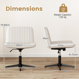 Costway Criss Cross Legged Chair Home Office Chair W/ Wide Padded Seat-Beige - thumbnail 2