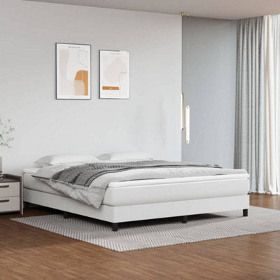 Vidaxl Box Spring Bed Frame White Super King Faux Leather (Uk/ie/fi/no Only) - image 1
