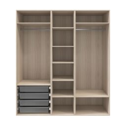 GoodHome Atomia Freestanding Oak Effect Particle Board Wardrobe, Clothing & Shoes Organiser (H)2250mm (W)2000mm (D)580mm - thumbnail 2