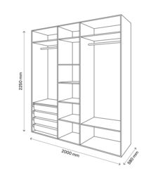 GoodHome Atomia Freestanding Oak Effect Particle Board Wardrobe, Clothing & Shoes Organiser (H)2250mm (W)2000mm (D)580mm - thumbnail 3
