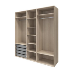 GoodHome Atomia Freestanding Oak Effect Particle Board Wardrobe, Clothing & Shoes Organiser (H)2250mm (W)2000mm (D)580mm - thumbnail 1
