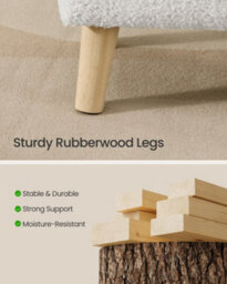 LEDREM Storage Ottoman, Foot Stool, Ottoman With Padded Seat, Foot Rest With Wood Legs, Small Table, For Hallway, Living Room - thumbnail 3