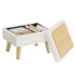 LEDREM Storage Ottoman, Foot Stool, Ottoman With Padded Seat, Foot Rest With Wood Legs, Small Table, For Hallway, Living Room - thumbnail 6