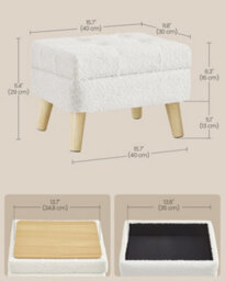 LEDREM Storage Ottoman, Foot Stool, Ottoman With Padded Seat, Foot Rest With Wood Legs, Small Table, For Hallway, Living Room - thumbnail 5