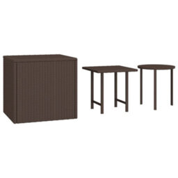 Berkfield Garden Side Tables 3 Pcs Brown Poly Rattan - thumbnail 2