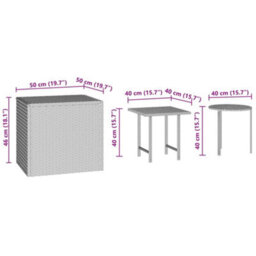 Berkfield Garden Side Tables 3 Pcs Brown Poly Rattan - thumbnail 7