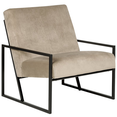 Beliani Industrial Armchair Delary Velvet Taupe - image 1