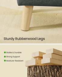 LEDREM Storage Ottoman, Foot Stool, Ottoman With Padded Seat, Foot Rest With Wood Legs, Small Table, For Hallway, Living Room - thumbnail 5