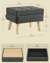 LEDREM Storage Ottoman, Foot Stool, Ottoman With Padded Seat, Foot Rest With Wood Legs, Small Table, For Hallway, Living Room - thumbnail 7