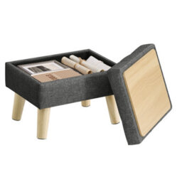 LEDREM Storage Ottoman, Foot Stool, Ottoman With Padded Seat, Foot Rest With Wood Legs, Small Table, For Hallway, Living Room - thumbnail 2