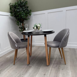 Life Interiors Lucia Dining Set With Round Table And Set Of 2 Lucia Velvet Dining Chairs - thumbnail 4