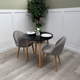 Life Interiors Lucia Dining Set With Round Table And Set Of 2 Lucia Velvet Dining Chairs - thumbnail 1