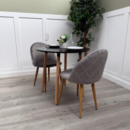 Life Interiors Lucia Dining Set With Round Table And Set Of 2 Lucia Velvet Dining Chairs - thumbnail 2