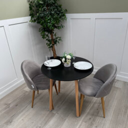 Life Interiors Lucia Dining Set With Round Table And Set Of 2 Lucia Velvet Dining Chairs - thumbnail 3