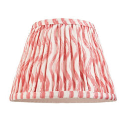 Luminosa Lighting Luminosa Santiago Brushed Aged Brass Plate Wall Light With Coral Pink Fabric Ripple Shade 20Cm B22 - thumbnail 7
