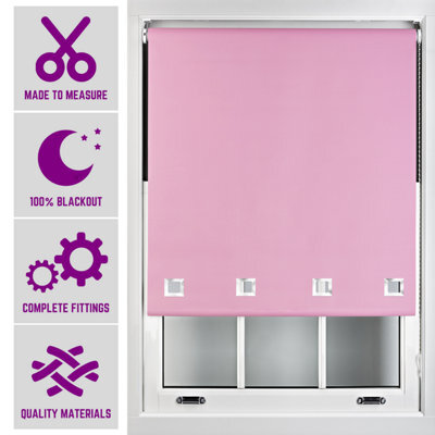 Furnished Made To Measure Blackout Roller Blinds With Big Square Eyelets - Pink Blind (W)150Cm (L)165Cm - image 1