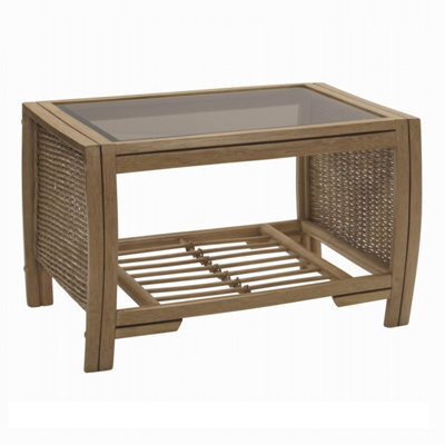 Desser Manila Coffee Table With Glass Top - Natural Rattan - image 1