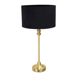 Valuelights Maggie Gold Metal Candlestick Slim Table Lamp With Black Velvet Drum Lamp Shade And Led Bulb - thumbnail 2