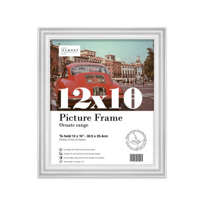 12X10 White Ornate Picture Frame (30.5 X 25.4Cm) Poster, Photo, Artwork, Gallery Wall Or Print - image 1