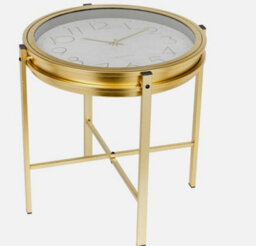 Gold Metal Analogue Clock Bedside Nightstand Side Coffee Living Room Table - thumbnail 4