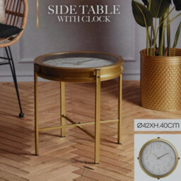 Gold Metal Analogue Clock Bedside Nightstand Side Coffee Living Room Table - thumbnail 5