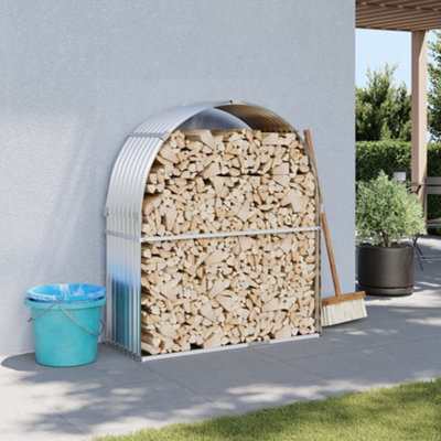 Walplus Log Holder Silver 120X45X140 Cm Galvanised Steel - image 1
