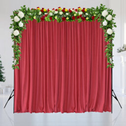 Neel Blue Red Velvet Backdrop Curtain Wrinkle-Free Polyester Fabric Background With Drapes, 3X3 Metres